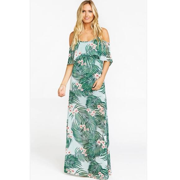 Mumu Maxi dress XXL tank Hawaiian Slip green wedding guest party boho NWT - Picture 1 of 15